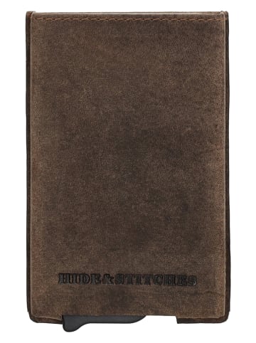 HIDE & STITCHES Leren kaartetui "Idaho" bruin -- (B)10 x (H)7 x (D)1 cm