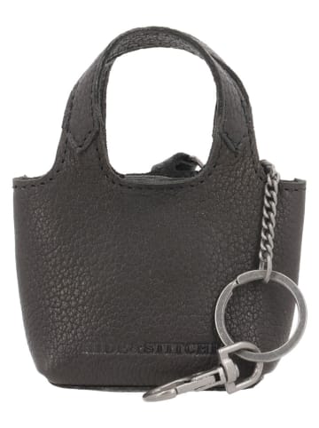 HIDE & STITCHES Leder-Schlüsselanhänger "Earth" in Anthrazit - (B)8 x (H)6 x (T)3 cm