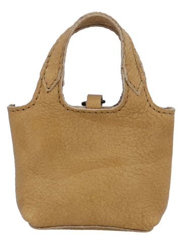 HIDE & STITCHES Leder-Schlüsselanhänger "Earth" in Hellbraun - (B)8 x (H)6 x (T)3 cm