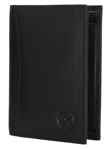 HIDE & STITCHES Leren portemonnee "Da Vinci" zwart - (B)9 x (H)12 x (D)2 cm