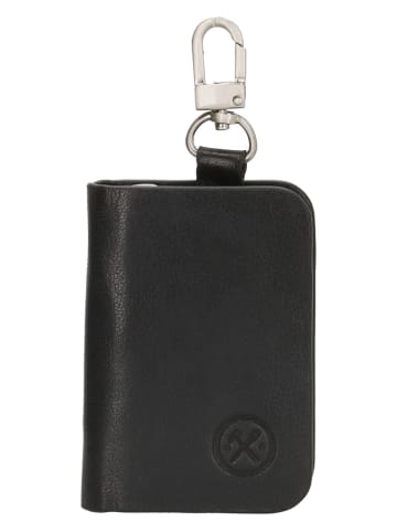 HIDE & STITCHES Leren sleuteletui zwart - (B)7,5 x (H)10 x (D)2 cm