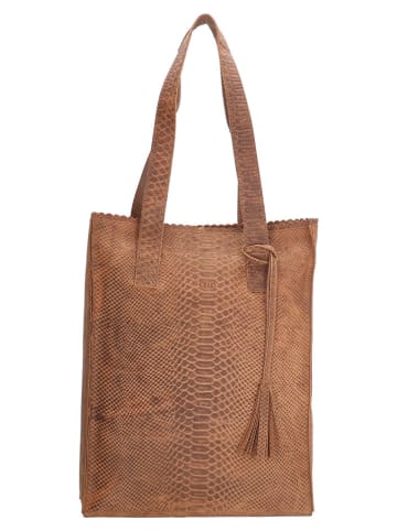 HIDE & STITCHES Leder-Schultertasche in Hellbraun - (B)30 x (H)40 x (T)10 cm