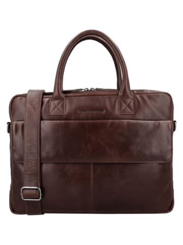 HIDE & STITCHES Leder-Businesstasche "Porto" in Dunkelbraun - (B)41 x (H)31 x (T)11 cm