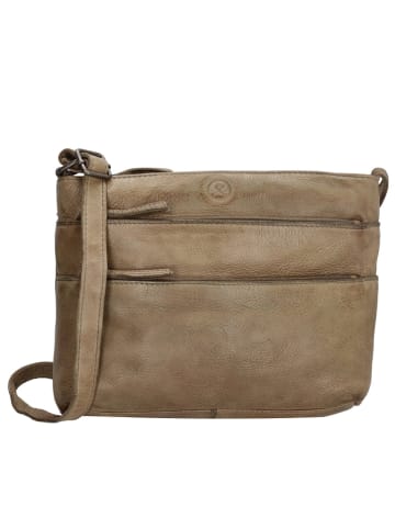 HIDE & STITCHES Leren schoudertas taupe - (B)26 x (H)20 x (D)5 cm