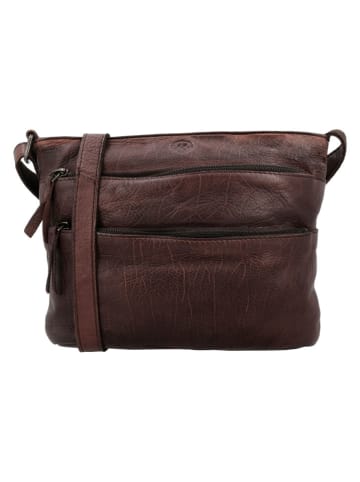 HIDE & STITCHES Leder-Umhängetasche "Paint Rock" in Dunkelbraun - (B)26 x (H)20 x (T)5 cm