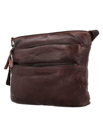 HIDE & STITCHES Leren schoudertas "Paint Rock" donkerbruin - (B)26 x (H)20 x (D)5 cm