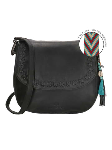 micmacbags Leder-Umhängetasche in Schwarz - (B)24 x (H)22 x (T)9 cm