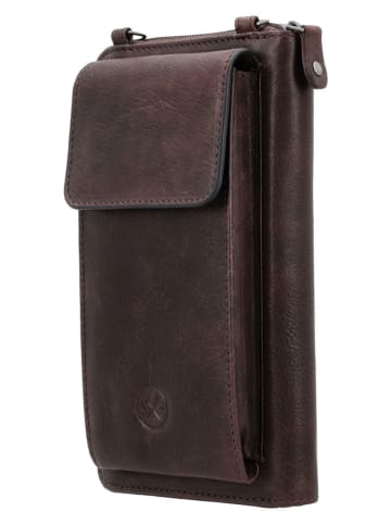 HIDE & STITCHES Leren smartphonetas "Paint Rock" donkerbruin - (B)11 x (H)19 x (D)3 cm