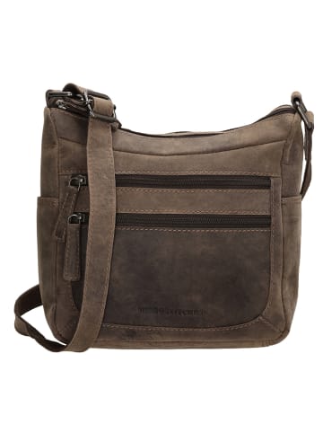HIDE & STITCHES Leren schoudertas bruin - (B)24 x (H)22 x (D)10 cm