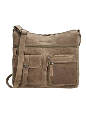 HIDE & STITCHES Leder-Umhängetasche in Taupe - (B)29 x (H)25 x (T)10 cm