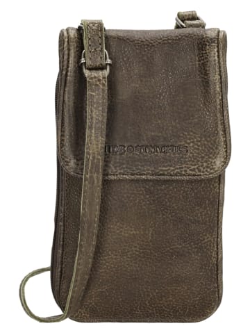 HIDE & STITCHES Leder-Handytasche in Oliv - (B)11 x (H)20 x (T)2 cm
