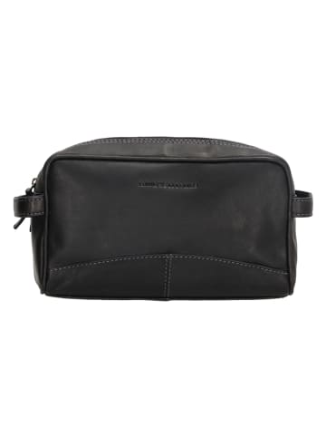 HIDE & STITCHES Leder-Kosmetiktasche in Schwarz  - (B)25 x (H)15 x (T)8,5 cm