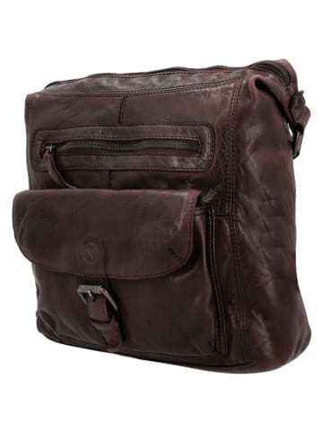 HIDE & STITCHES Skórzana torebka "Paint Rock" w kolorze ciemnobrązowym - 27 x 27 x 8 cm