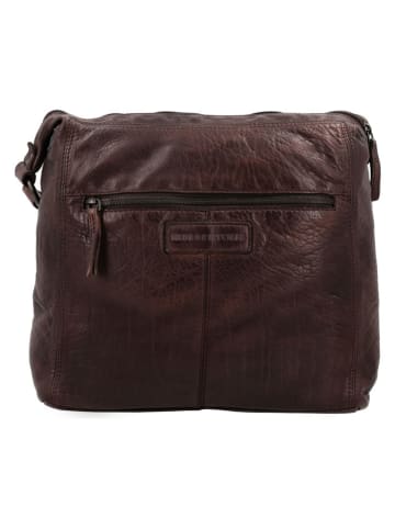 HIDE & STITCHES Leren schoudertas "Paint Rock" donkerbruin - (B)27 x (H)27 x (D)8 cm