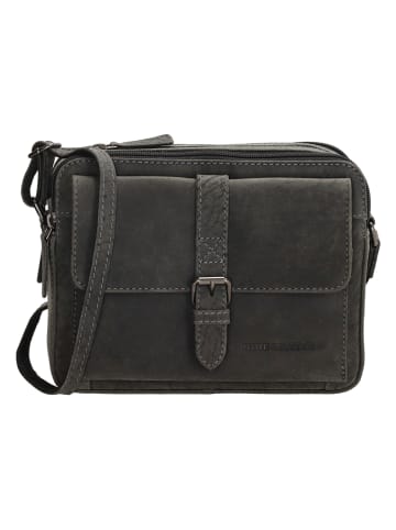 HIDE & STITCHES Leren schoudertas zwart - (B)22 x (H)17 x (D)6,5 cm