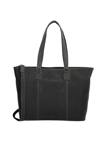 HIDE & STITCHES Leder-Shopper in Schwarz - (B)46 x (H)29 x (T)12,5 cm