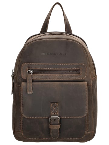 HIDE & STITCHES Leren rugzak bruin - (B)20,5 x (H)28,5 x (D)11 cm