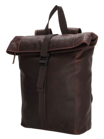 HIDE & STITCHES Skórzany plecak "Japura" w kolorze ciemnobrązowym - 24 x 33 x 10 cm