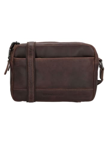 HIDE & STITCHES Leder-Umhängetasche "Japura" in Dunkelbraun - (B)23,5 x (H)16 x (T)8 cm