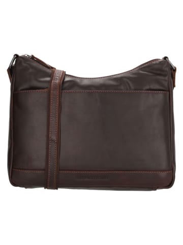 HIDE & STITCHES Leren schoudertas "Japura" donkerbruin - (B)31 x (H)21 x (D)9 cm