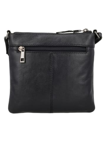 HIDE & STITCHES Leren schoudertas "Porto" zwart - (B)20 x (H)18 x (D)2 cm