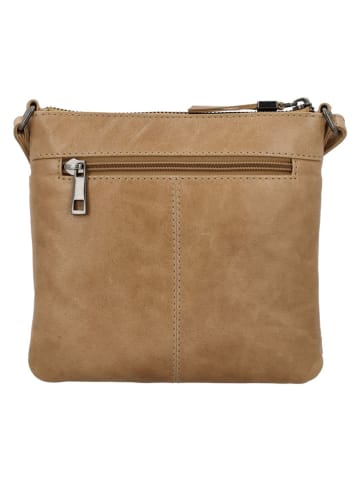 HIDE & STITCHES Leder-Umhängetasche "Porto" in Hellbraun - (B)20 x (H)18 x (T)2 cm
