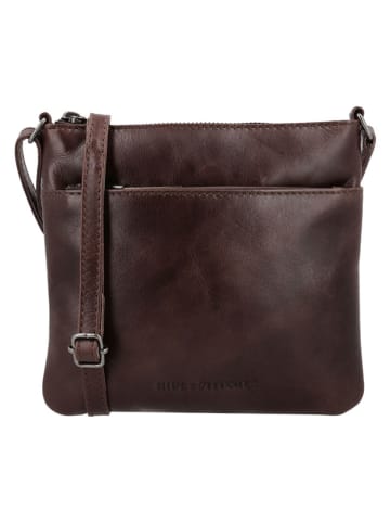 HIDE & STITCHES Leren schoudertas "Porto" donkerbruin - (B)20 x (H)18 x (D)2 cm