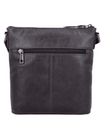 HIDE & STITCHES Leren schoudertas "Porto" zwart - (B)23 x (H)23 x (D)4 cm