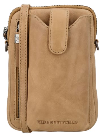 HIDE & STITCHES Leder-Handytasche "Porto" in Hellbraun - (B)13 x (H)19 x (T)2 cm