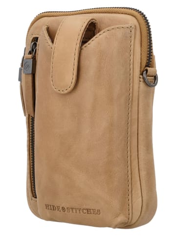 HIDE & STITCHES Leder-Handytasche "Porto" in Hellbraun - (B)13 x (H)19 x (T)2 cm