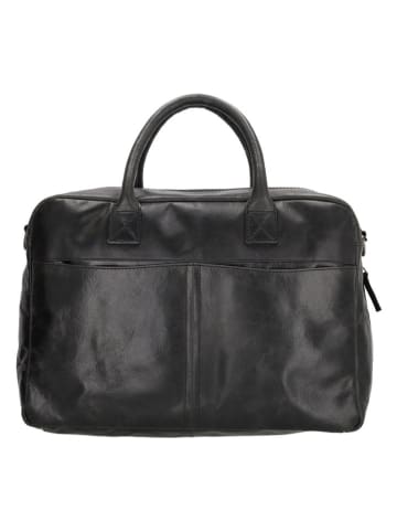 HIDE & STITCHES Leder-Henkeltasche "Next Navajo" in Schwarz - (B)39 x (H)27 x (T)18 cm
