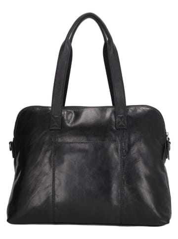 HIDE & STITCHES Leren schoudertas "Porto" zwart - (B)36 x (H)28 x (D)12 cm