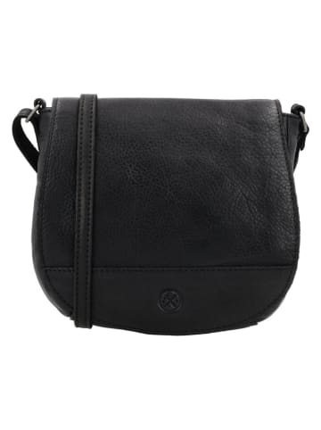 HIDE & STITCHES Leder-Umhängetasche "Paint Rock" in Schwarz - (B)20 x (H)19,5 x (T)4 cm