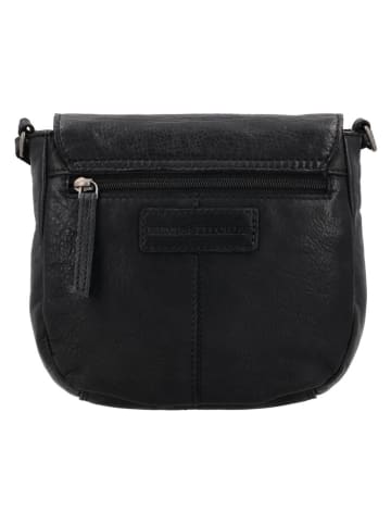 HIDE & STITCHES Leder-Umhängetasche "Paint Rock" in Schwarz - (B)20 x (H)19,5 x (T)4 cm