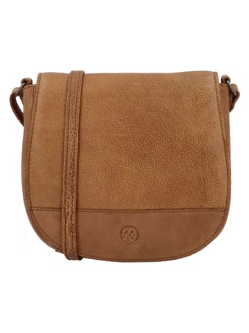 HIDE & STITCHES Leder-Umhängetasche "Paint Rock" in Camel - (B)20 x (H)19,5 x (T)4 cm