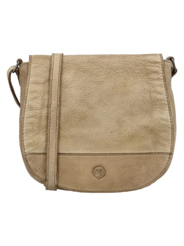 HIDE & STITCHES Leder-Umhängetasche "Paint Rock" in Beige - (B)20 x (H)19,5 x (T)4 cm