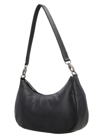 HIDE & STITCHES Leder-Schultertasche "Japura" in Schwarz - (B)19 x (H)30 x (T)9 cm