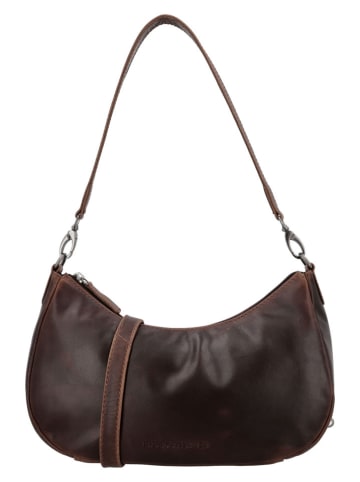 HIDE & STITCHES Leder-Schultertasche "Japura" in Dunkelbraun - (B)30 x (H)19 x (T)9 cm