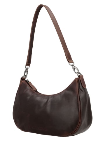 HIDE & STITCHES Leder-Schultertasche "Japura" in Dunkelbraun - (B)30 x (H)19 x (T)9 cm