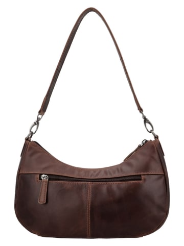 HIDE & STITCHES Leder-Schultertasche "Japura" in Dunkelbraun - (B)30 x (H)19 x (T)9 cm