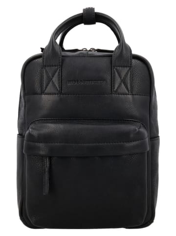 HIDE & STITCHES Leder-Rucksack "Paint Rock" in Schwarz - (B)21,5 x (H)29,5 x (T)10 cm