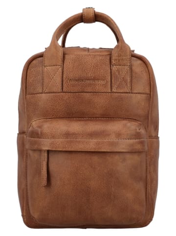 HIDE & STITCHES Leder-Rucksack "Paint Rock" in Cognac - (B)21,5 x (H)29,5 x (T)10 cm