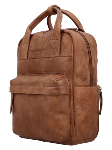 HIDE & STITCHES Skórzany plecak "Paint Rock" w kolorze jasnobrązowym - 21,5 x 29 x 10 cm
