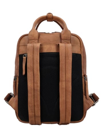 HIDE & STITCHES Leren rugzak "Paint Rock" cognackleurig - (B)21,5 x (H)29,5 x (D)10 cm