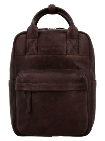 HIDE & STITCHES Leder-Rucksack "Paint Rock" in Dunkelbraun - (B)21,5 x (H)29,5 x (T)10 cm