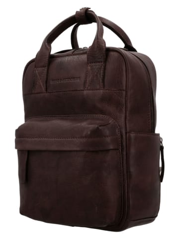 HIDE & STITCHES Leder-Rucksack "Paint Rock" in Dunkelbraun - (B)21,5 x (H)29,5 x (T)10 cm