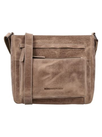 HIDE & STITCHES Leder-Umhängetasche "Idaho" in Hellbraun - (B)27 x (H)23 x (T)7 cm