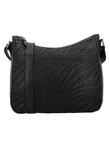 HIDE & STITCHES Leder-Schultertasche in Schwarz - (B)30 x (H)26 x (T)10 cm