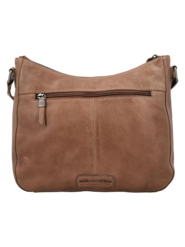 HIDE & STITCHES Leren schoudertas "Inspired by illusion" bruin - (B)30 x (H)26 x (D)10 cm