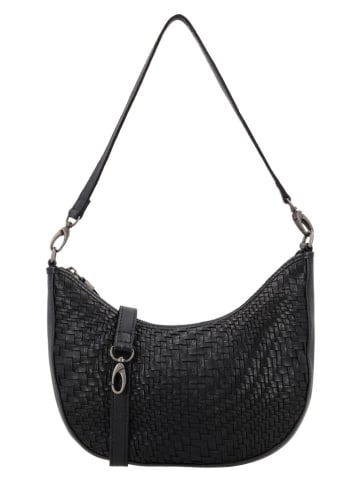 HIDE & STITCHES Leder-Schultertasche "Inspired by illusion" in Schwarz - (B)26 x (H)16 x (T)6,5 cm